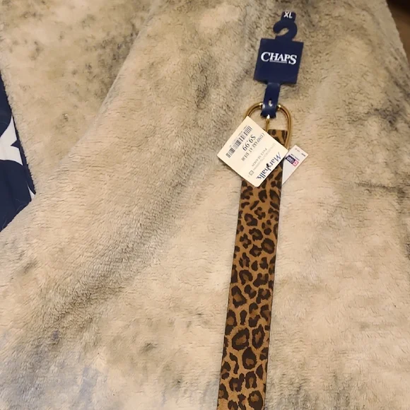 Chaps Brown Leopard Print Belt with Gold Buckle - Picture 3 of 3